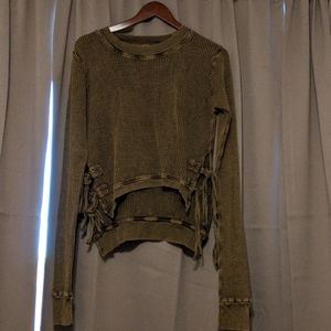 Free People Olive Green Sweater Medium
